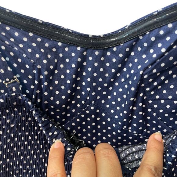 Haute Fox Polka Dot Spaghetti Strap Mini Dress Navy White Size 3X - Picture 5 of 9